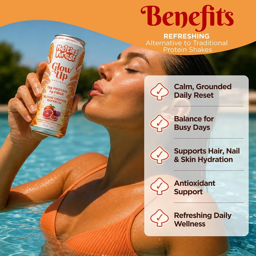 Melting Forest Glow Up Sparkling Collagen Protein – Blood Orange Saffron