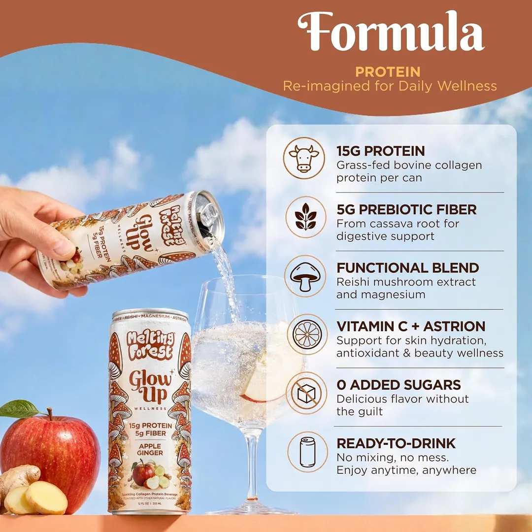 Melting Forest Glow Up Sparkling Collagen Protein – Apple Ginger
