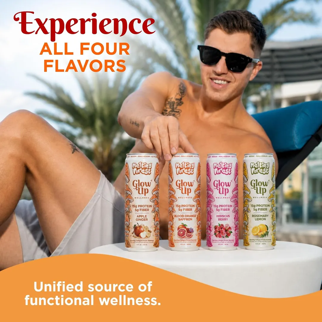 Melting Forest Glow Up Sparkling Collagen Protein – Blood Orange Saffron