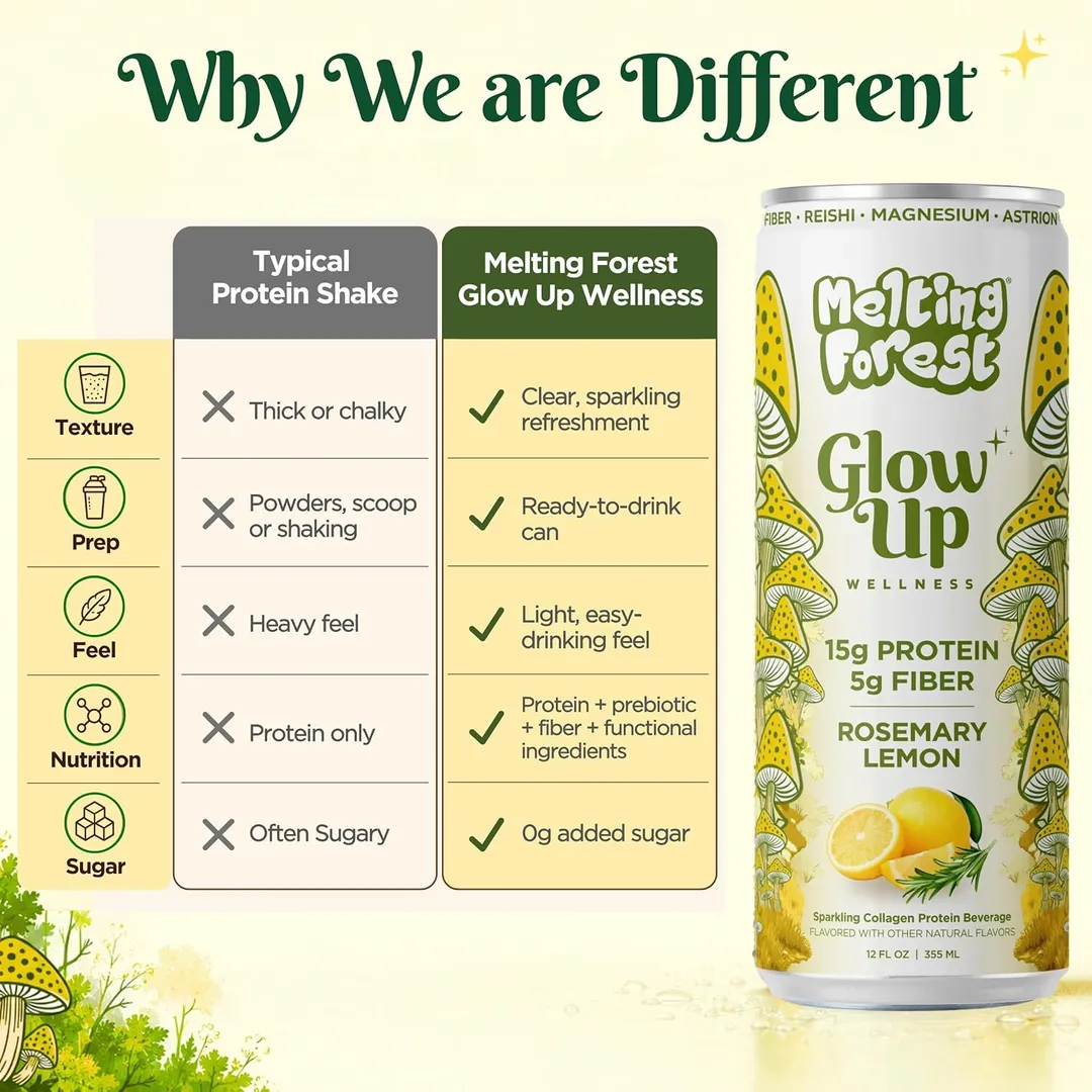 Melting Forest Glow Up Sparkling Collagen Protein – Rosemary Lemon