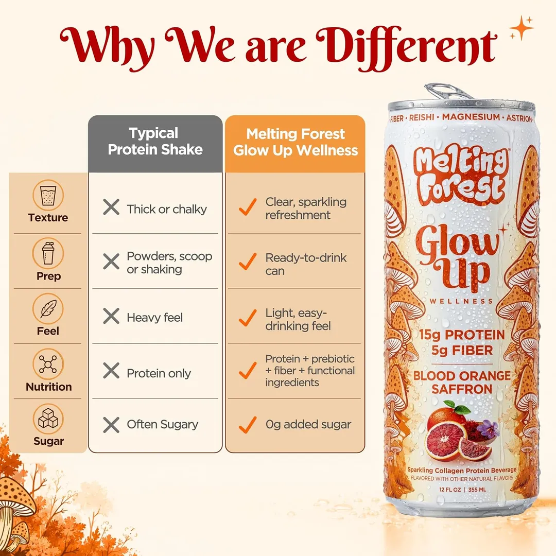 Melting Forest Glow Up Sparkling Collagen Protein – Blood Orange Saffron