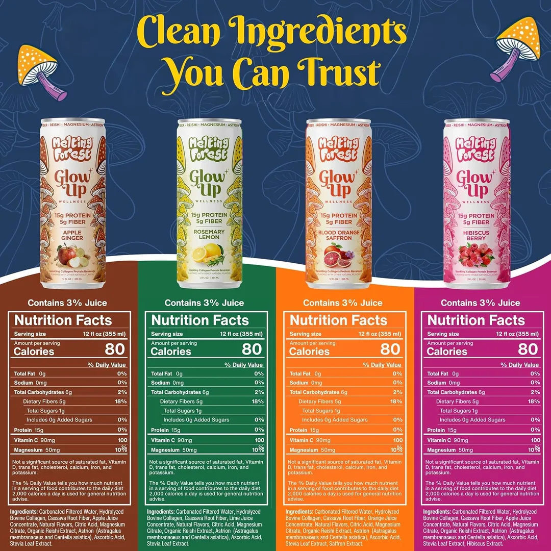 Melting Forest Glow Up Sparkling Collagen Protein – Variety Pack