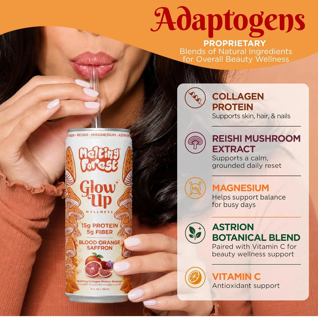 Melting Forest Glow Up Sparkling Collagen Protein – Blood Orange Saffron