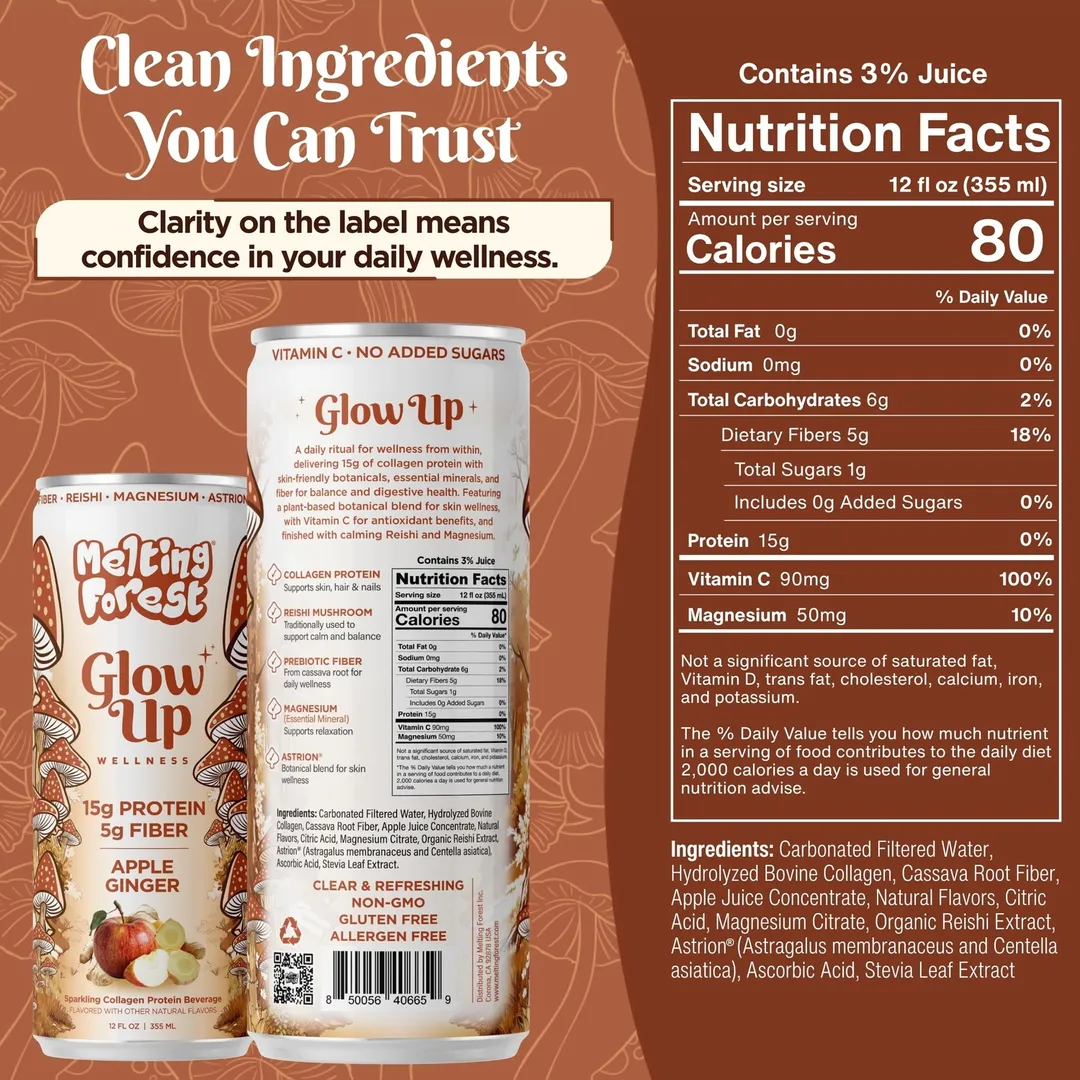 Melting Forest Glow Up Sparkling Collagen Protein – Apple Ginger