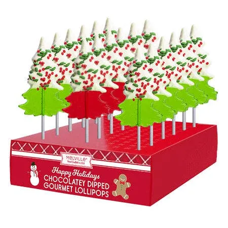 Chocolatey-Dipped Holiday Confetti Tree Lollipops - Red & Green variant