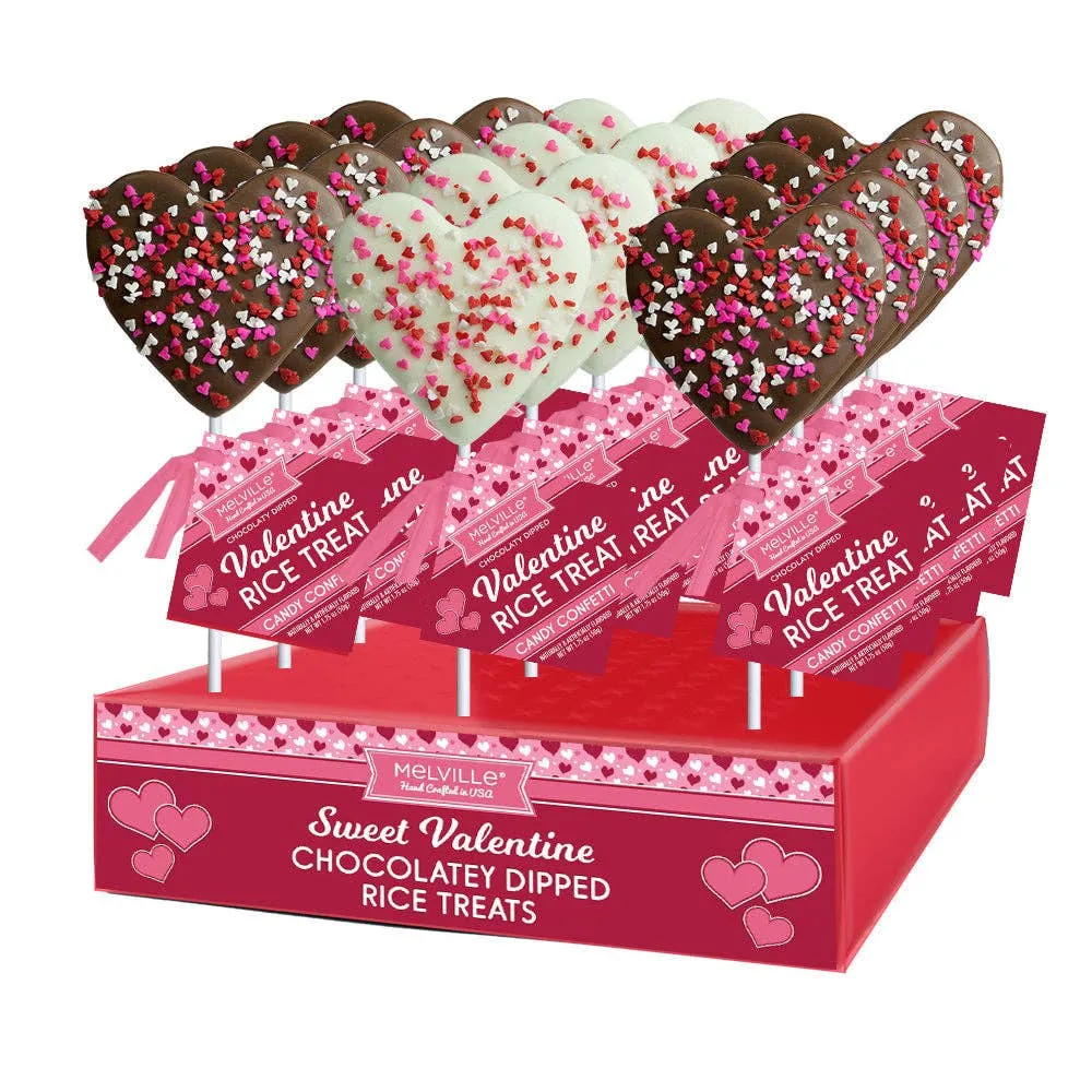 Confetti Heart Rice Treat Pops - White & Milk Chocolatey-Coated variant