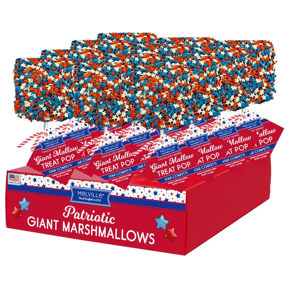 Giant Marshmallow Pops - Milk Chocolatey-Coated with Patriotic Star Confetti variant