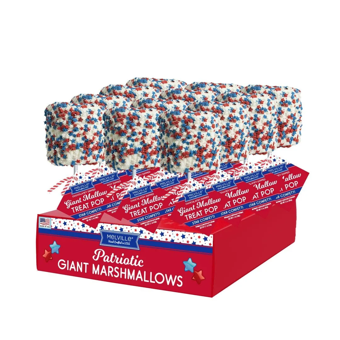 Giant Marshmallow Pops - White Chocolatey Coating with Patriotic Confetti variant