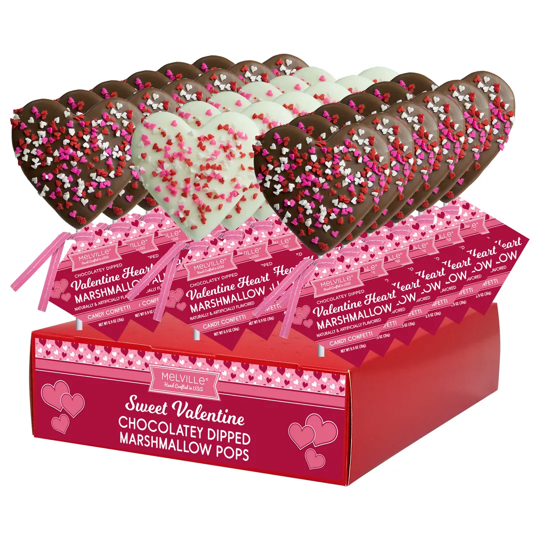 Heart Confetti Marshmallow Pops - White & Milk Choc. 2ct...