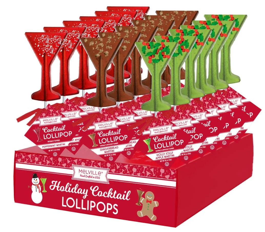Holiday Martini Cocktail Lollipops - Assorted 3ct Gusset...