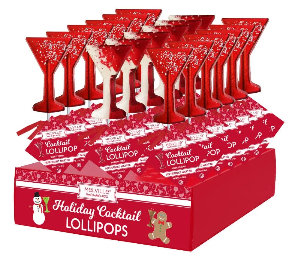 Peppermint Martini Lollipops - Red & Swirl 3ct Gusset Bag