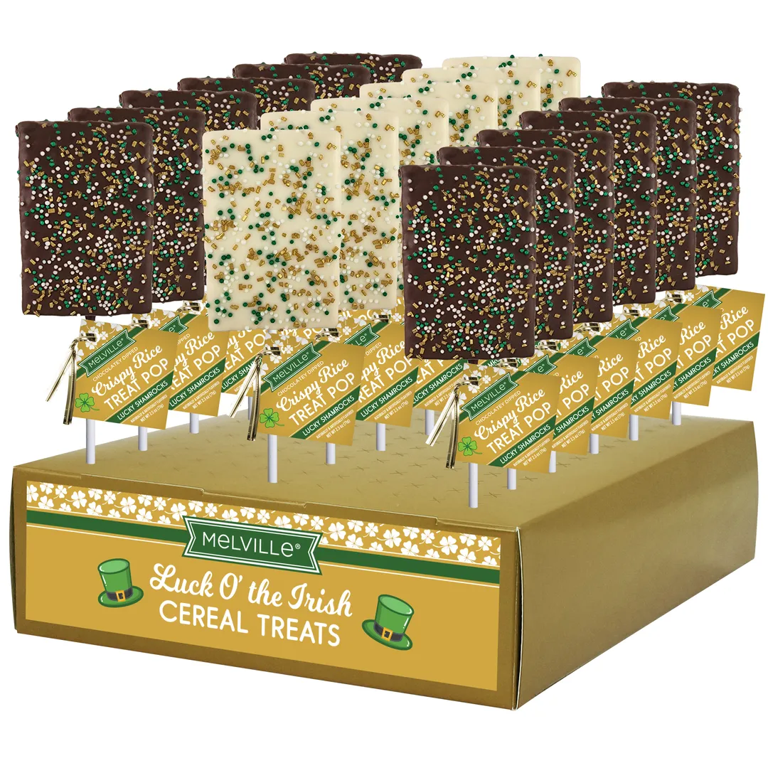 St. Patrick's Day Crispy Rice Treat Pops - White & Milk Chocolatey-Dipped variant