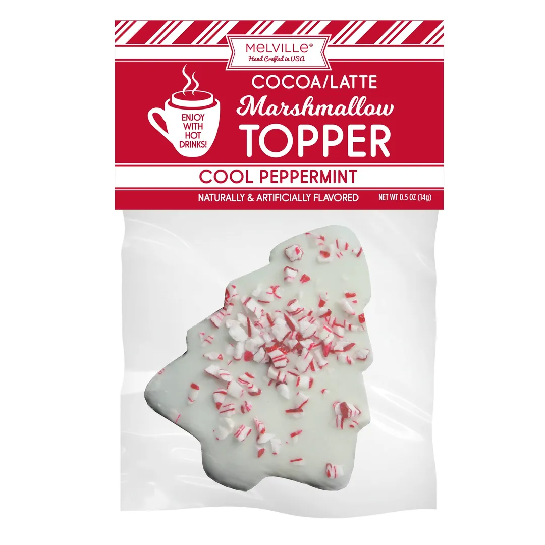White Chocolatey-Coated Peppermint Tree Marshmallow Toppers - 4ct Gusset Bag variant