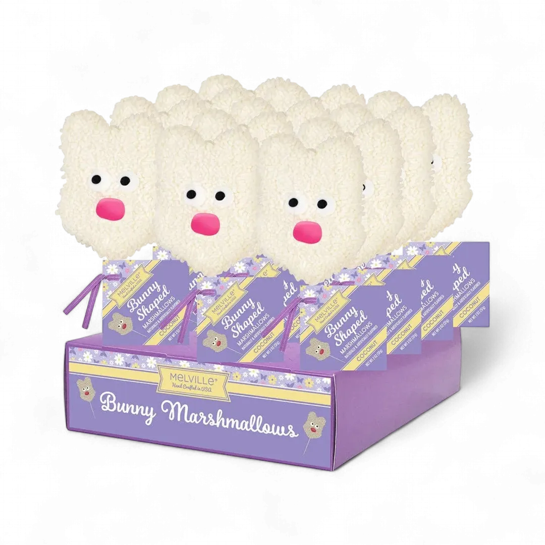 Bunny Marshmallow Pops, White Chocolatey-Dipped with White Sprinkles