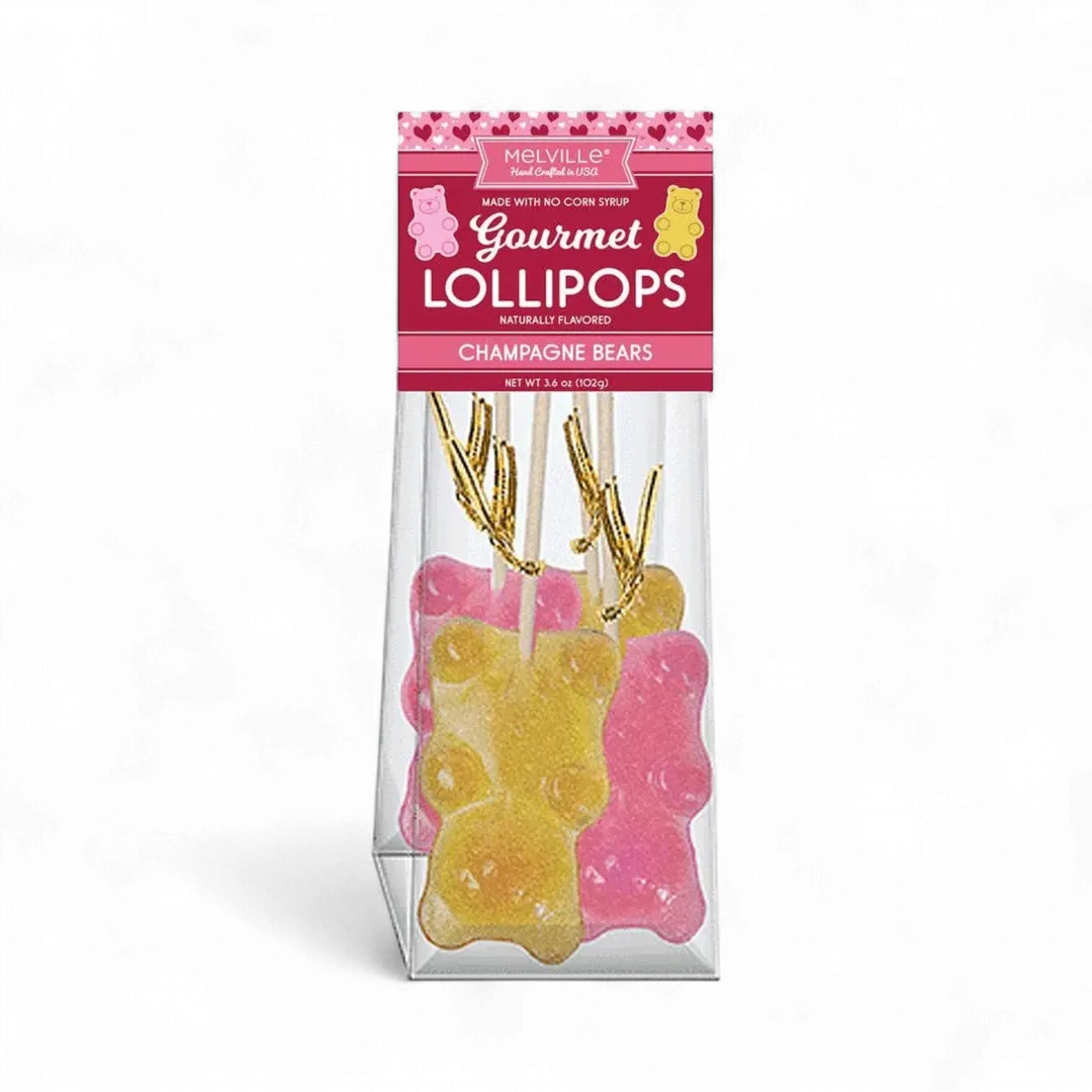 Champagne Bear Lollipops - Assorted 3ct Gusset Bag