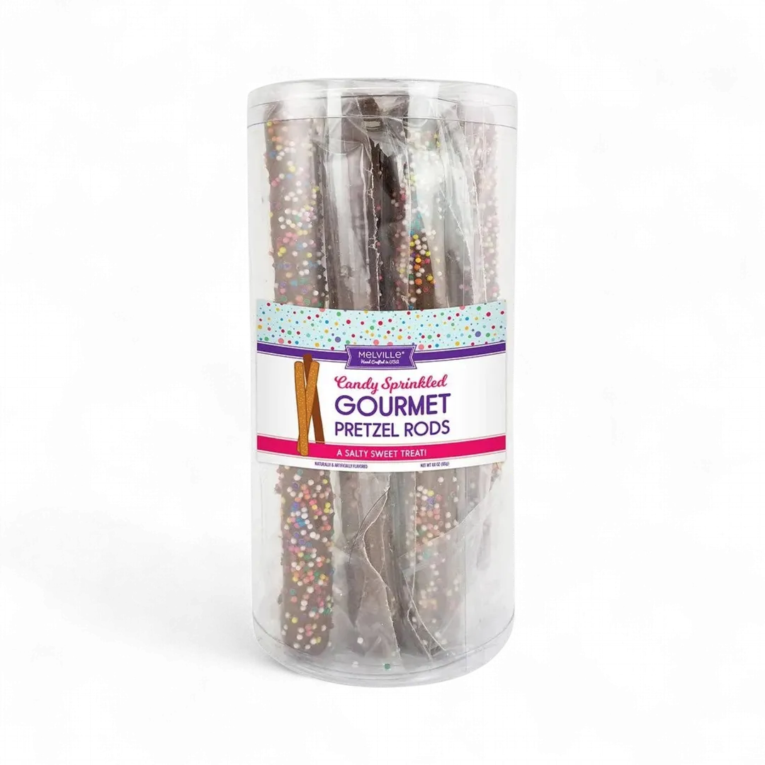 Chocolatey Dipped Pretzel Rods - Candy Sprinkles