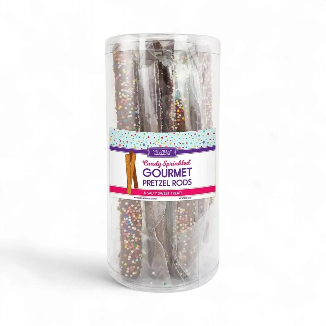 Chocolatey Dipped Pretzel Rods - Candy Sprinkles