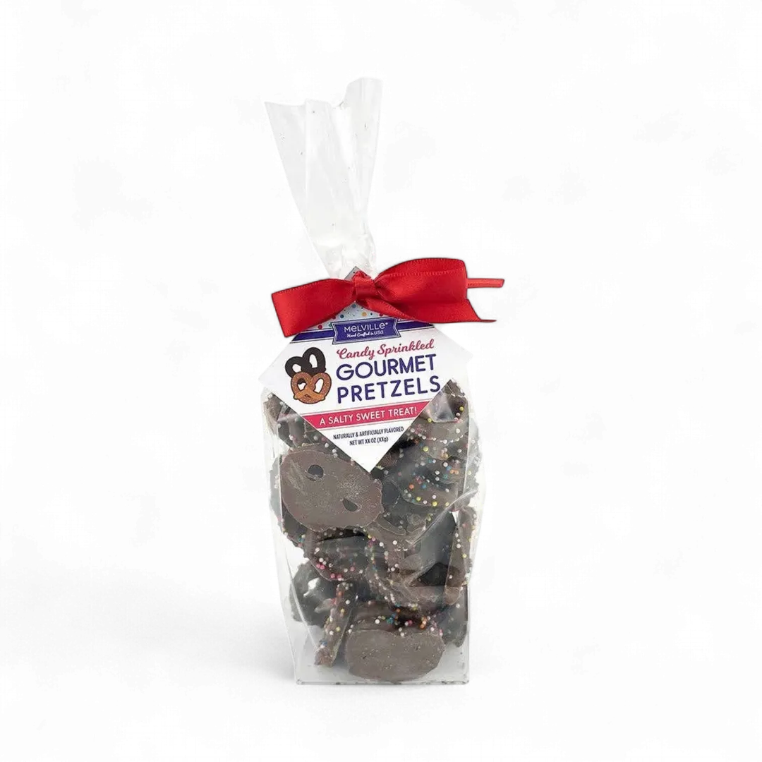 Chocolatey-Dipped Pretzels - Rainbow Sprinkles