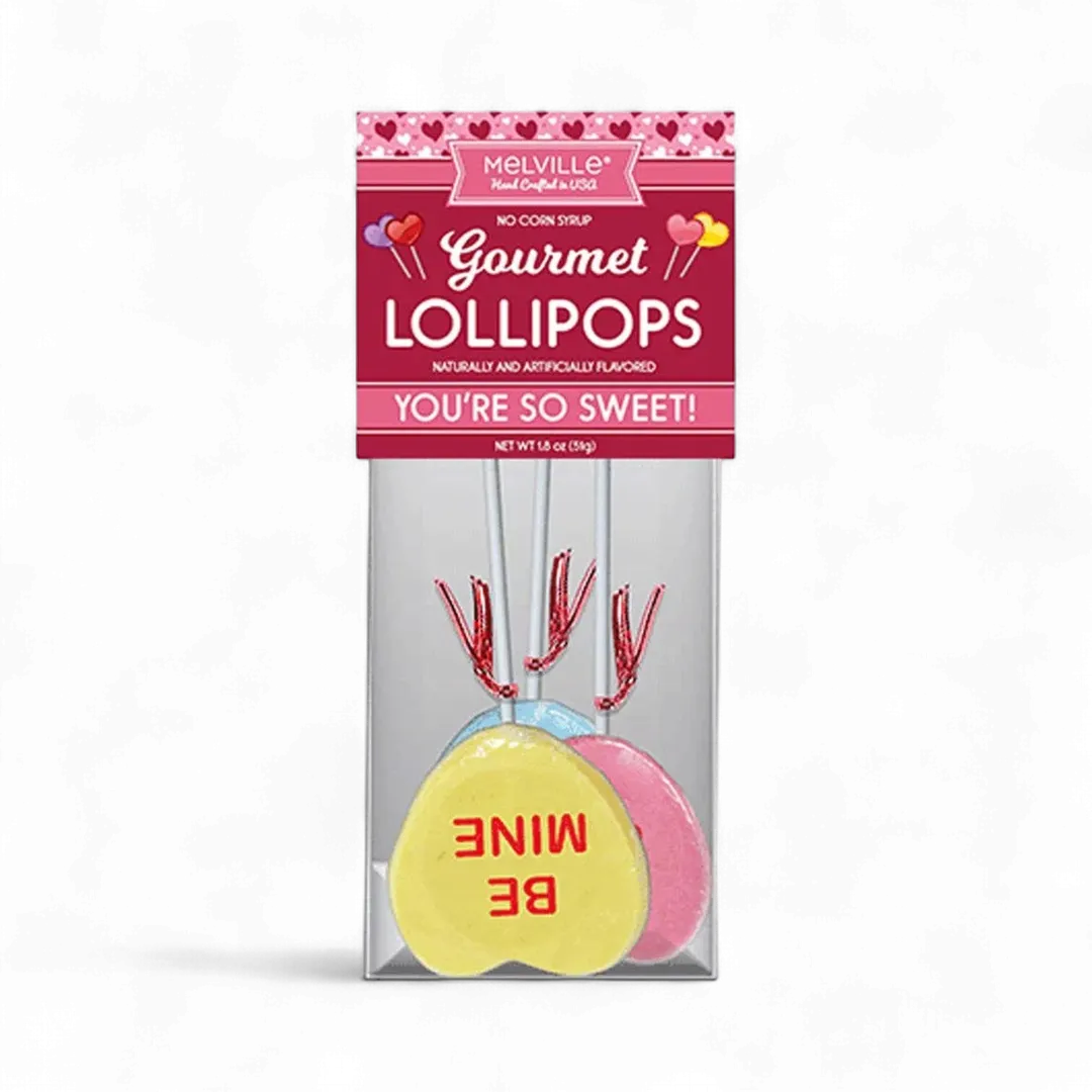 Conversation Heart Lollipops - Assorted 3ct Gusset Bag