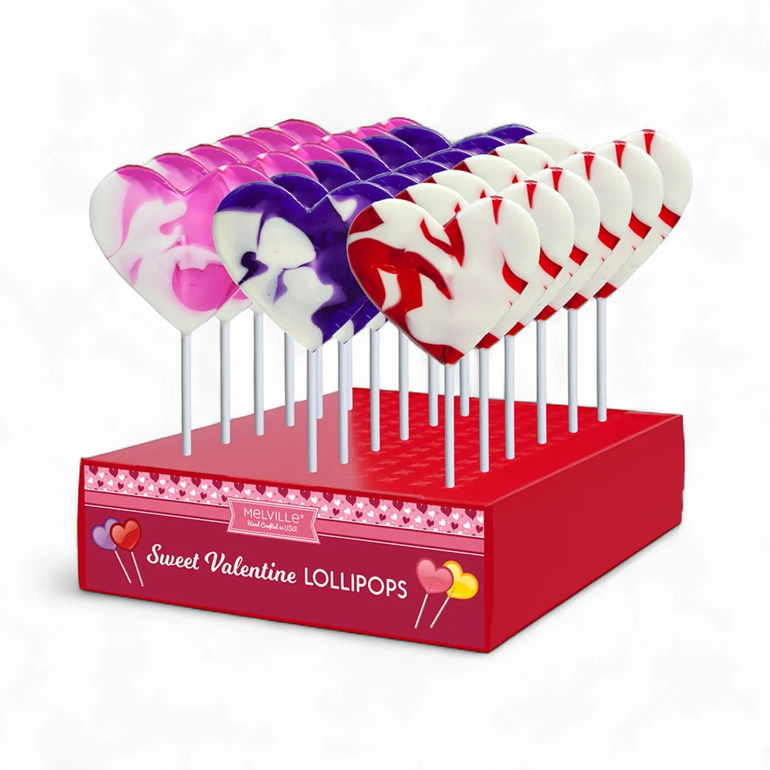 Cream Swirl Heart Lollipops - Assorted