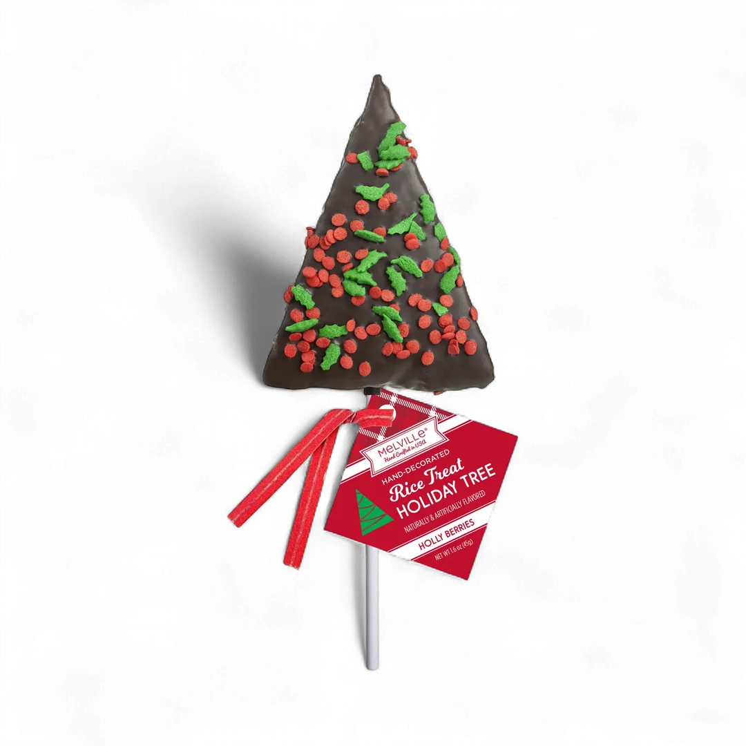 Dark Chocolatey Holiday Confetti Tree Rice Treat Pops