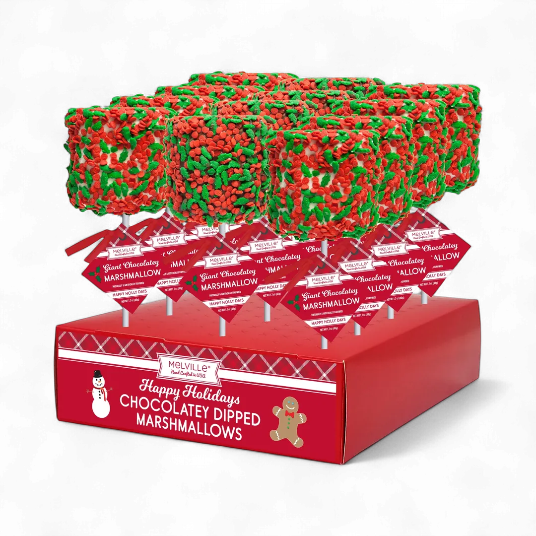 Giant Marshmallow Pops -  Holiday Holly Confetti