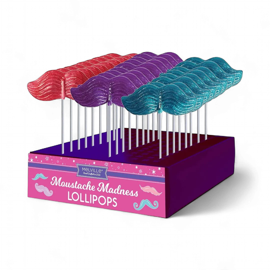 Glitter Moustache Lollipops - Assorted