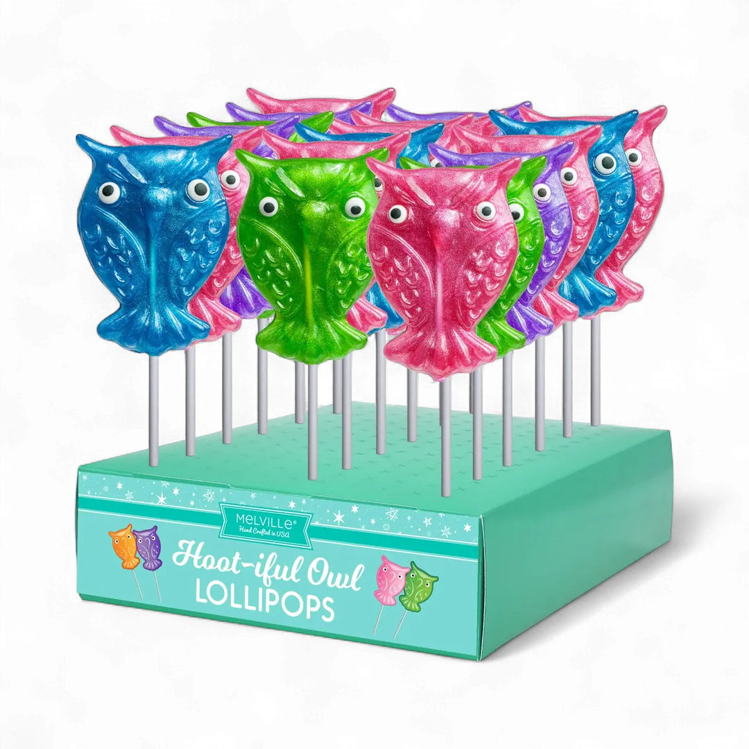 Glitter Owl Lollipops - Assorted