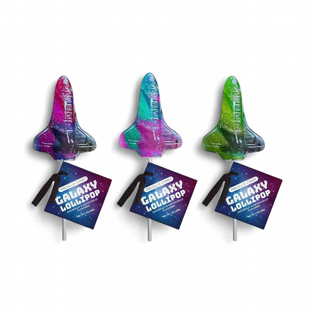 Glitter Swirl Galaxy Space Shuttle Lollipops - Assorted