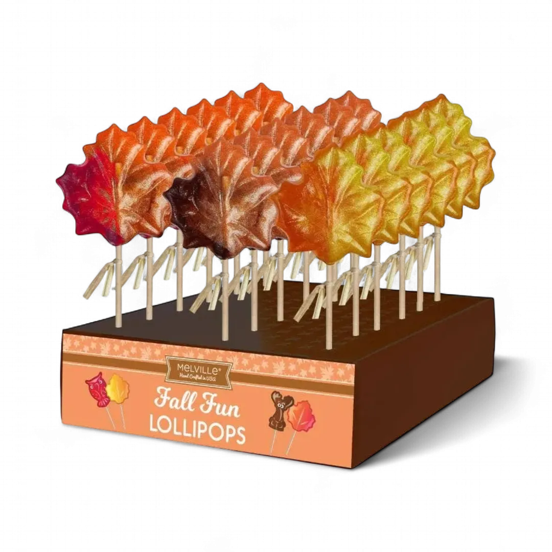 Glitter Swirl Maple Leaf Lollipops - Assorted 3ct Gusset...