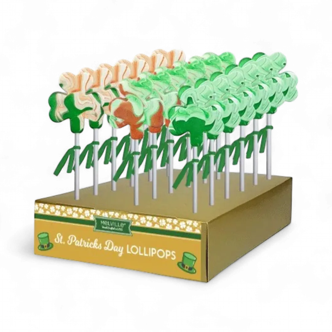 Glitter Swirl Shamrock Lollipops - Assorted