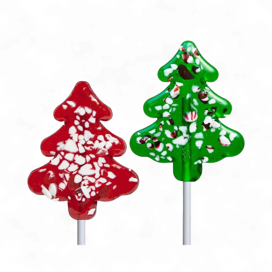 Mini Peppermint Tree Lollipops - Red & Green