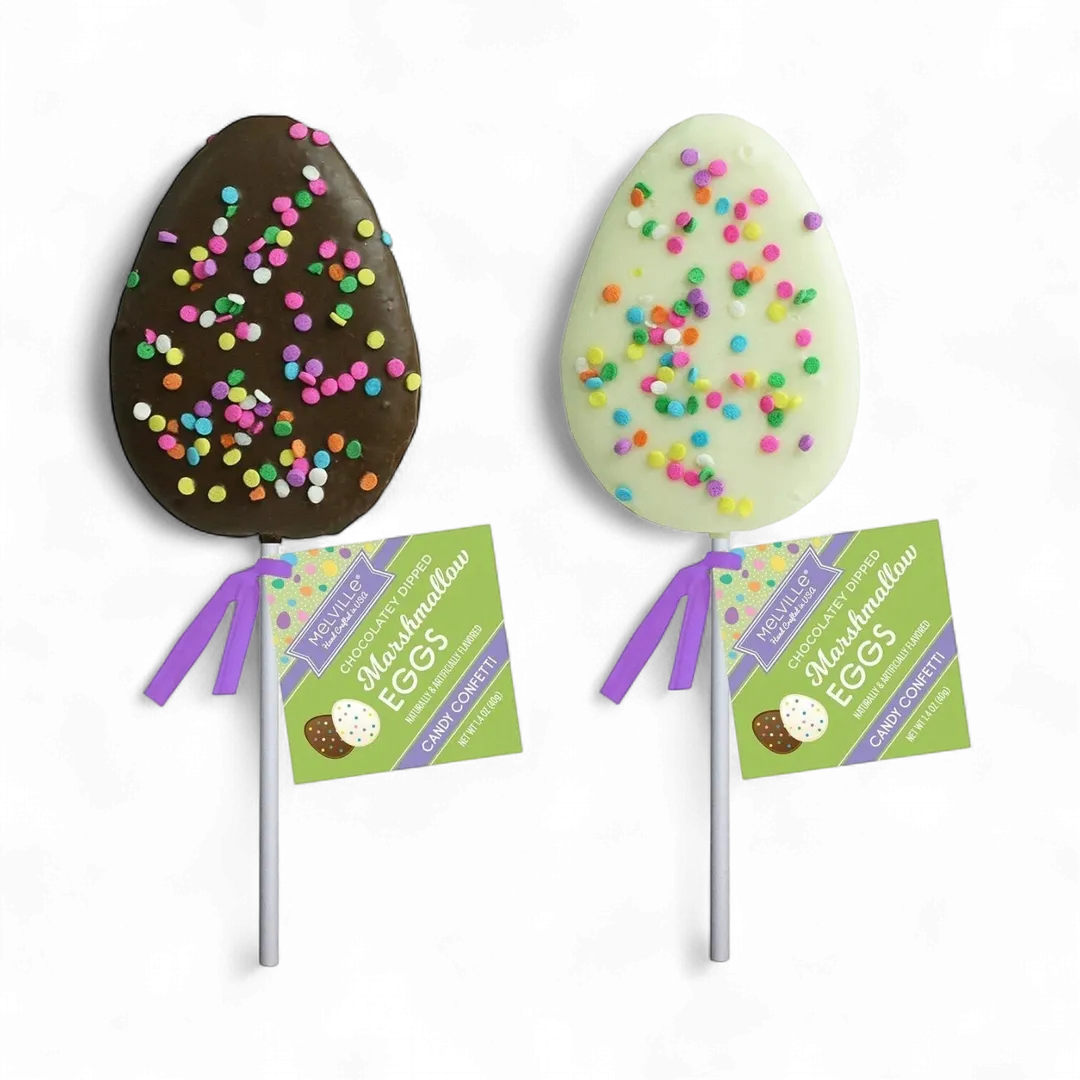 Pastel Confetti Egg Marshmallow Pops - White & Dark Chocolatey-Dipped
