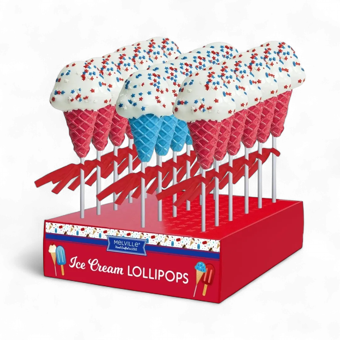 Patriotic Confetti Ice Cream Lollipops - Assorted