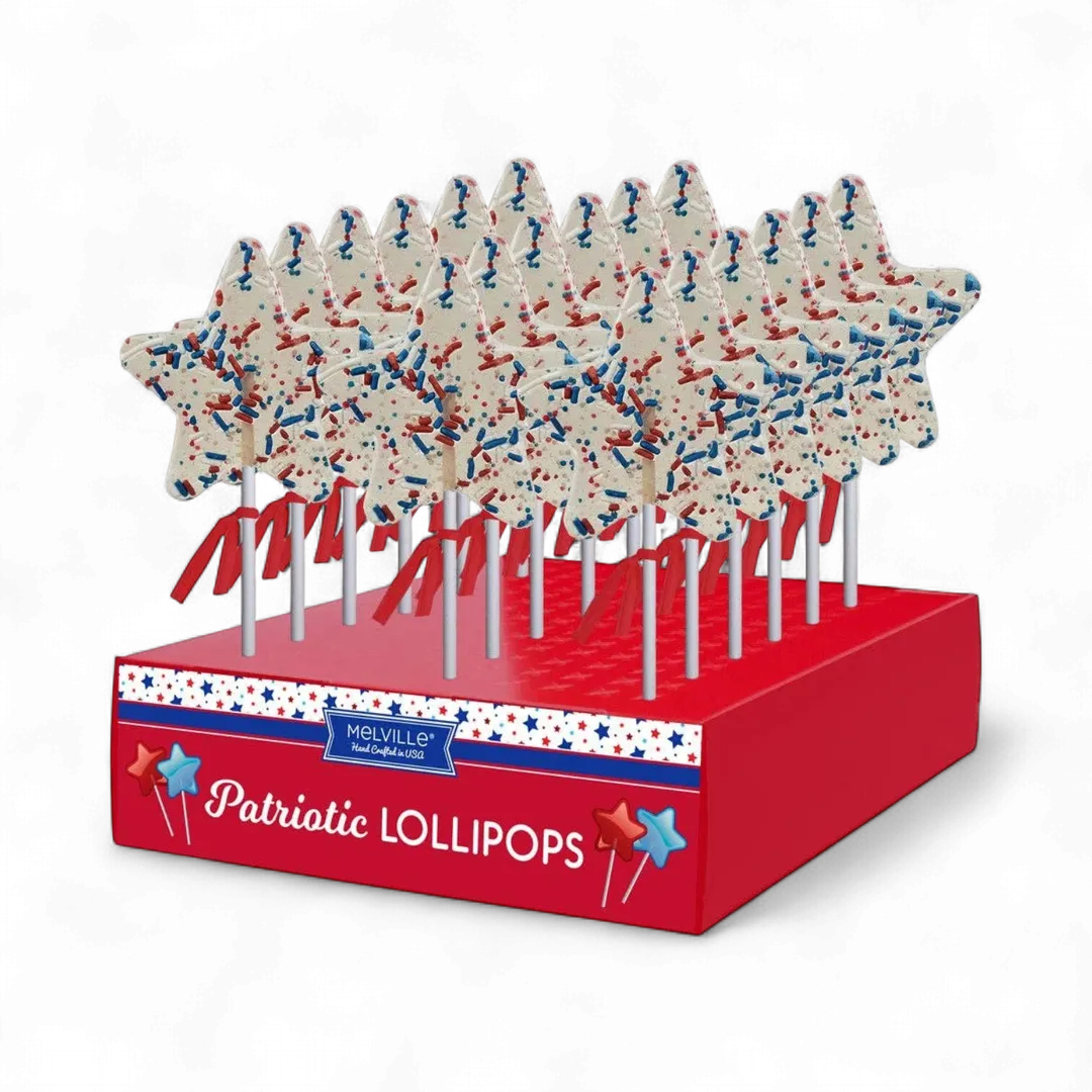 Patriotic Funfetti Star Lollipops