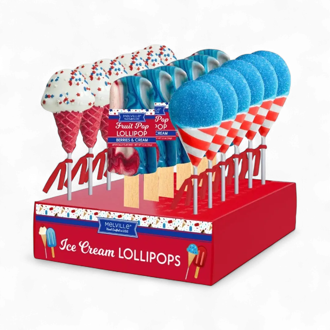 Patriotic Ice Cream Lollipops - Assorted