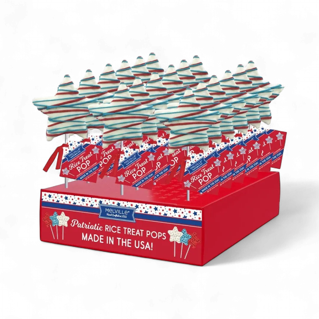 Patriotic Star Drizzle Rice Treat Pops
