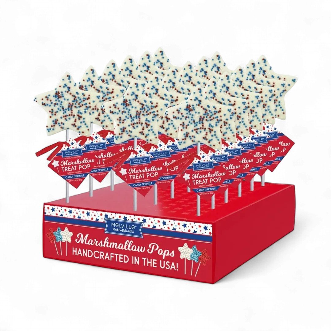Patriotic Star Nonpareils Marshmallow Pops