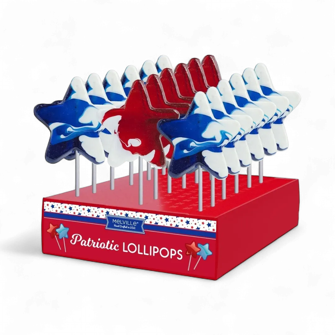 Patriotic Swirl Star Lollipops - Assorted