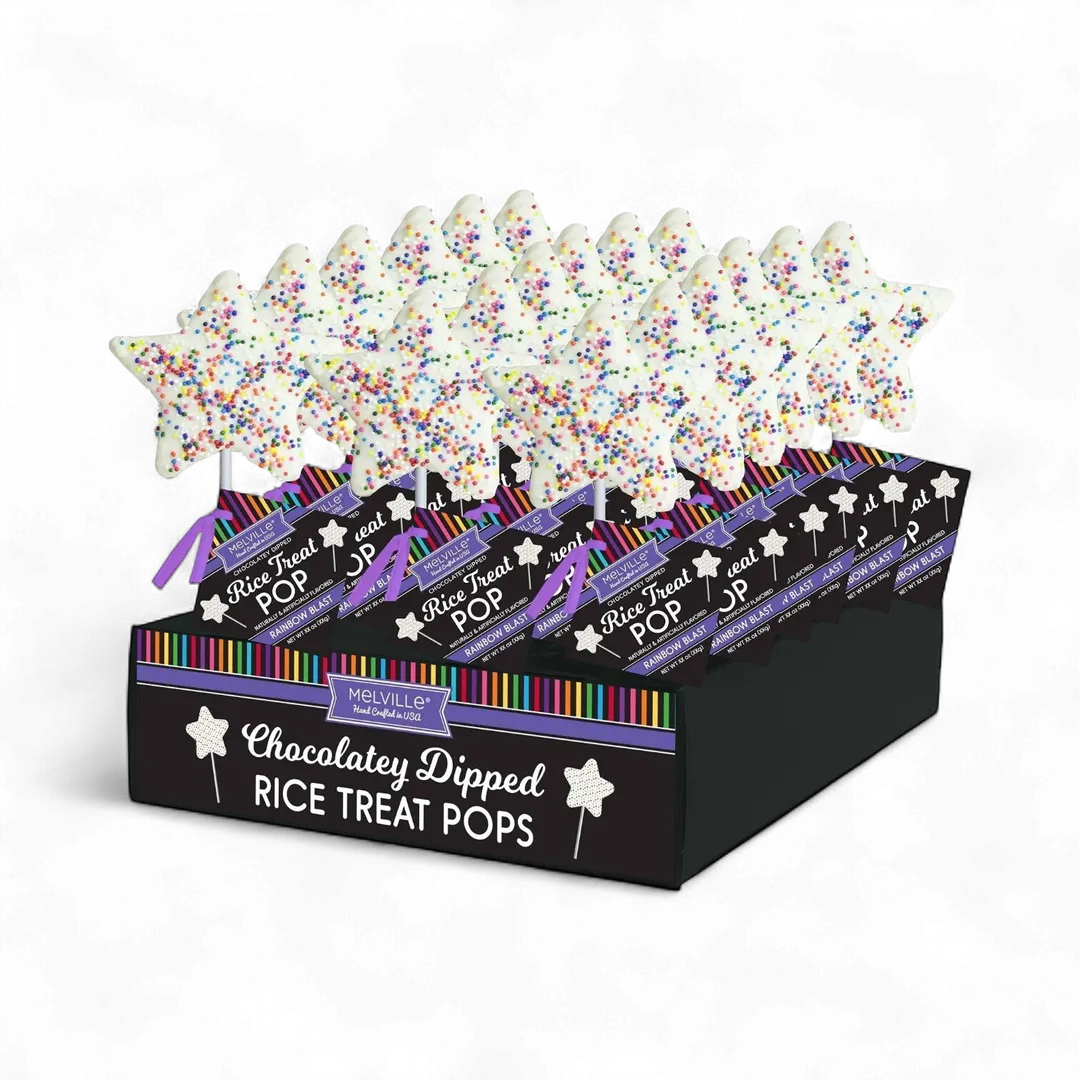 Rainbow Nonpareils Star Rice Treat Pops