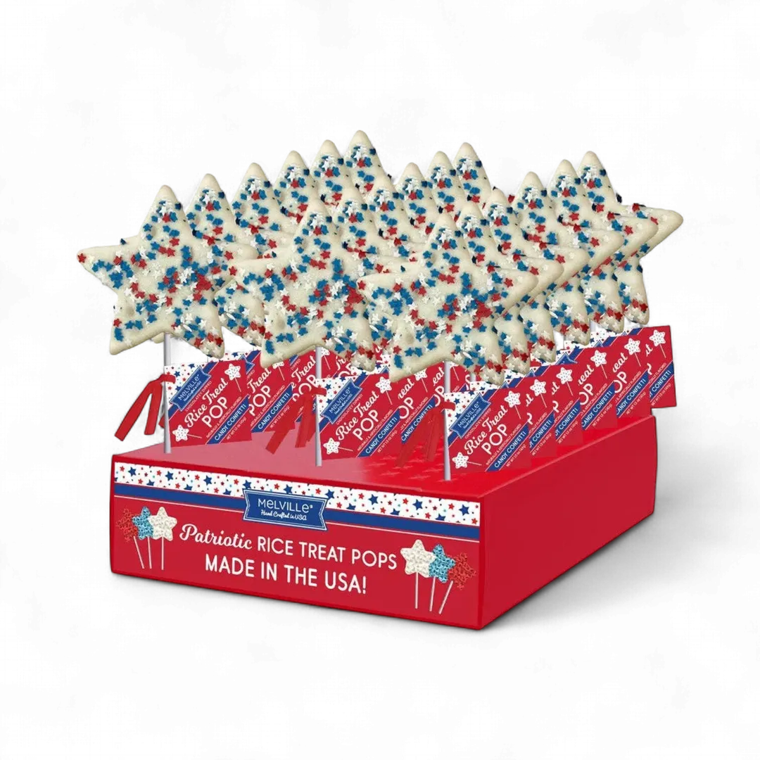 Rice Treat Pops with Patriotic Star Confetti