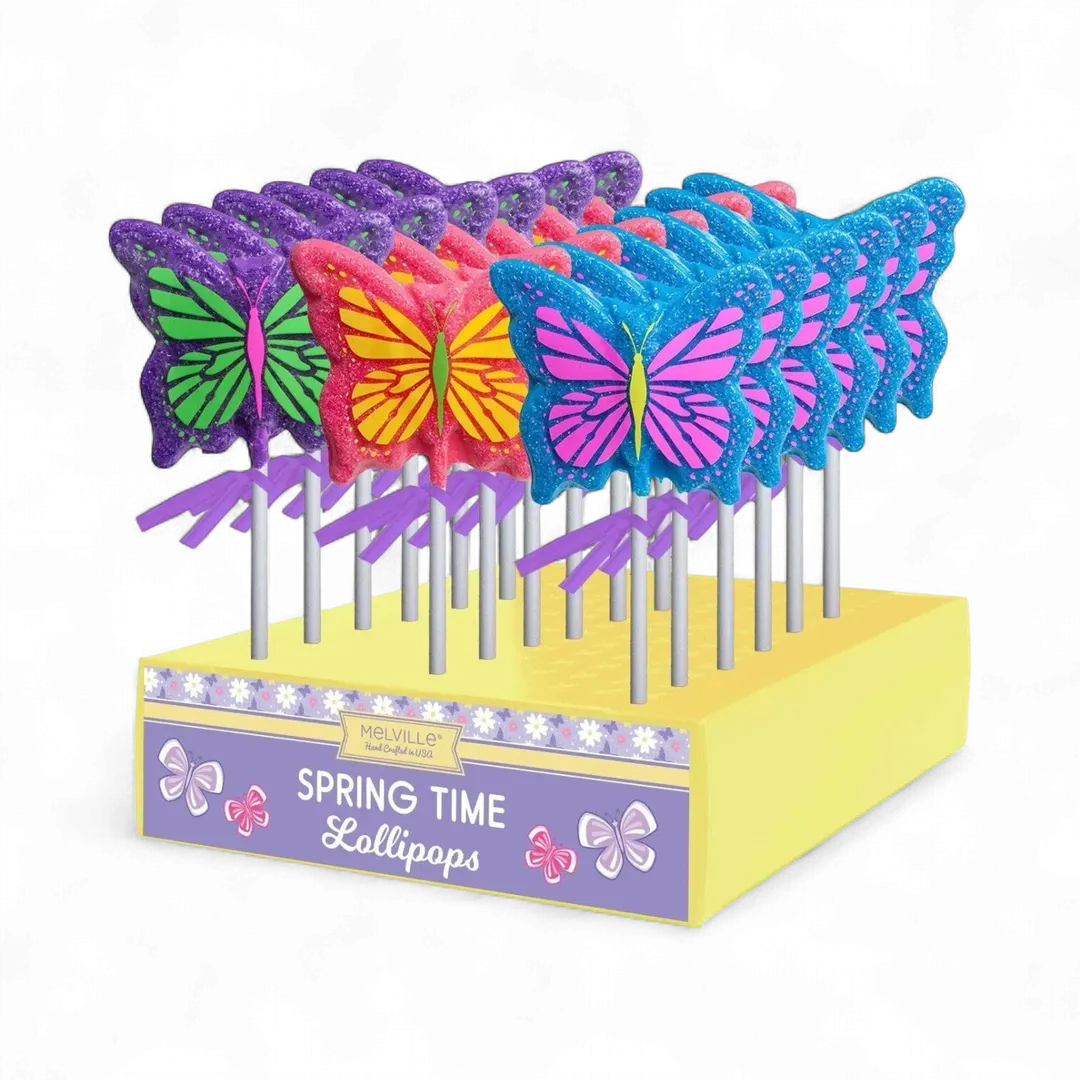 Sanded Butterfly Lollipops - Pink, Blue, Purple