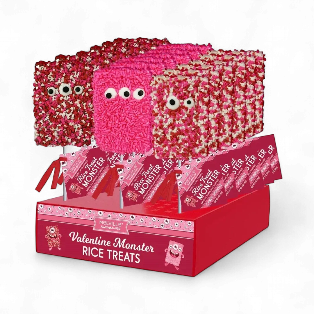 Valentine Monster Sprinkle Rice Treat Pops