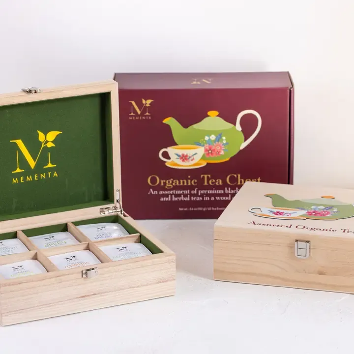 Organic Tea Gift Set - 60 Ceylon Tea Bags in Wooden Chest 