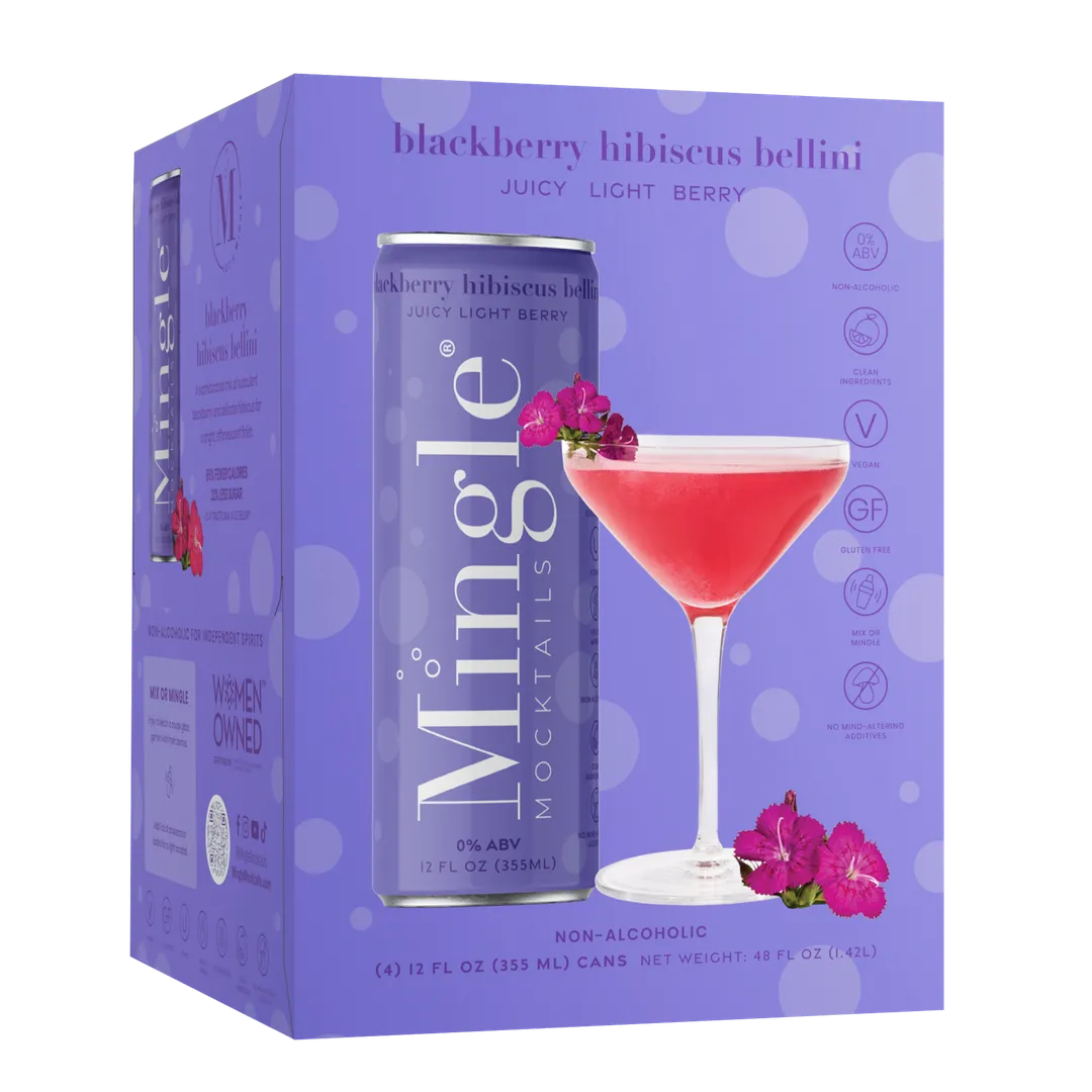 Mingle Mocktails Blackberry Hibiscus Bellini, Cans 24-pack (12oz)