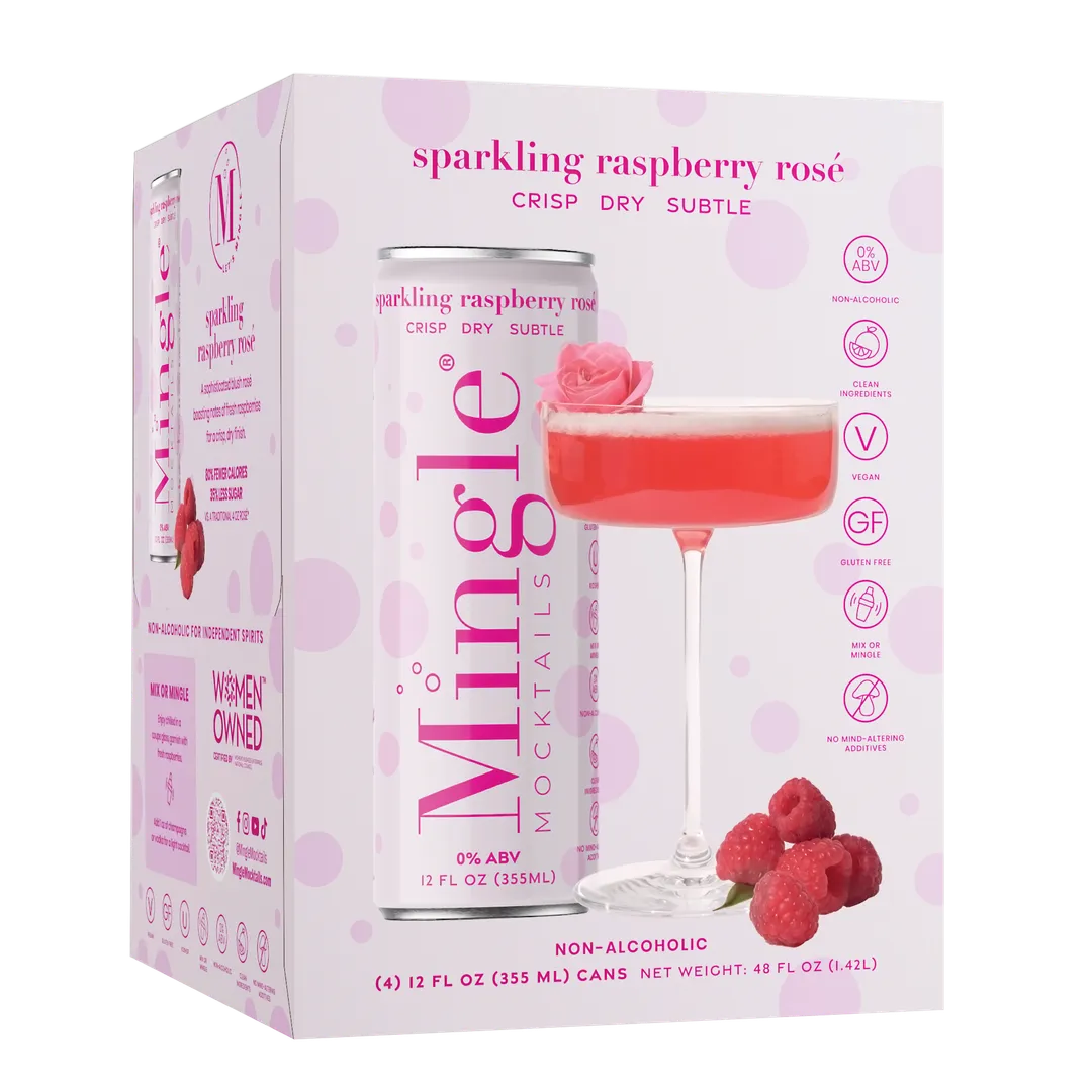 Mingle Mocktails Sparkling Raspberry Rosé, Cans 24-pack (12oz)