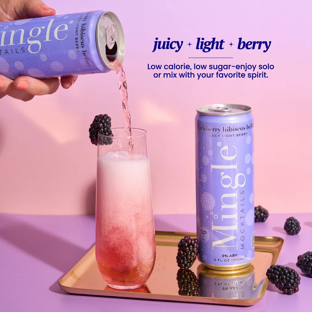 Mingle Mocktails Blackberry Hibiscus Bellini, Cans 24-pack (12oz)