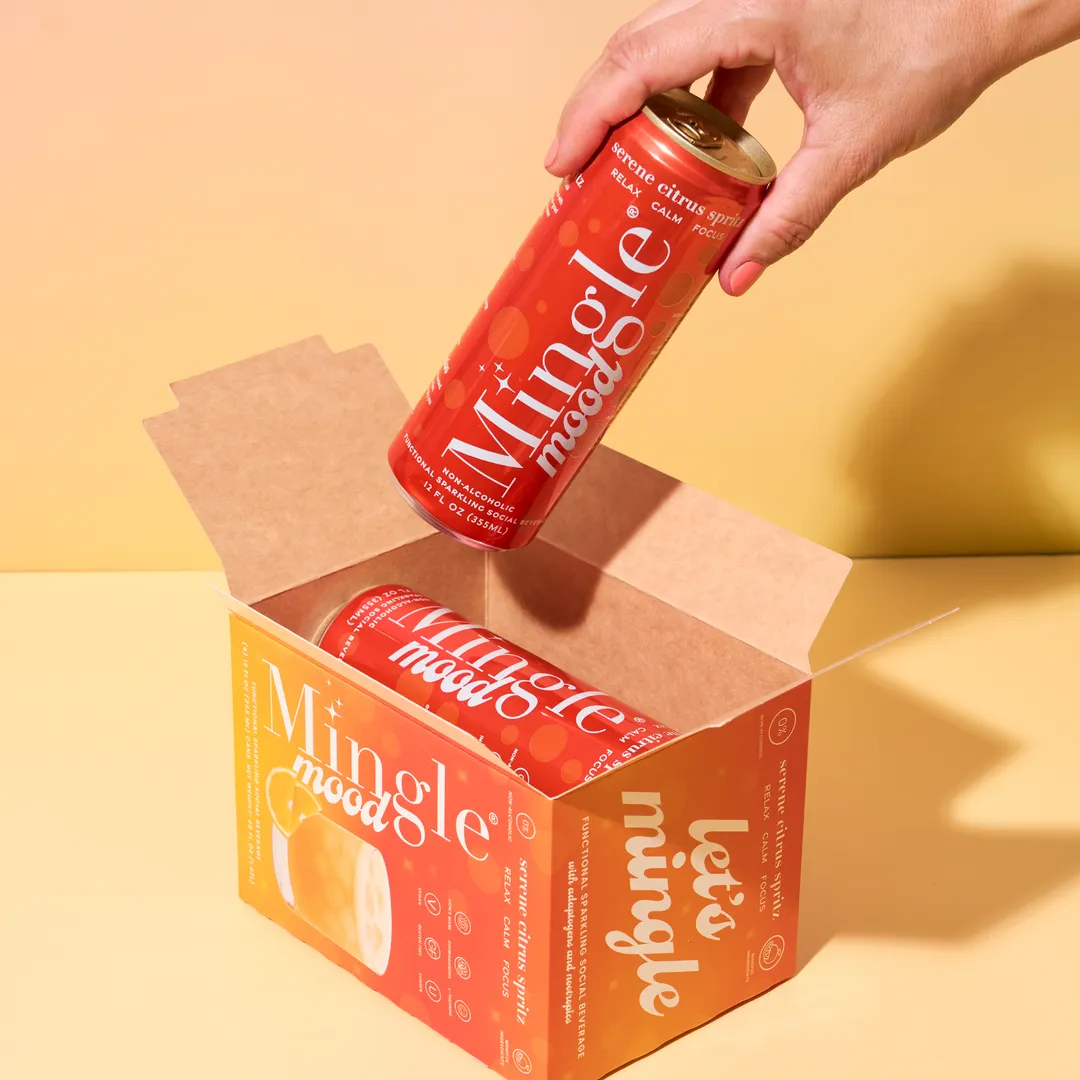 Mingle Mood Serene Citrus Spritz Sparkling Functional Beverage, 24 Cans (12oz)