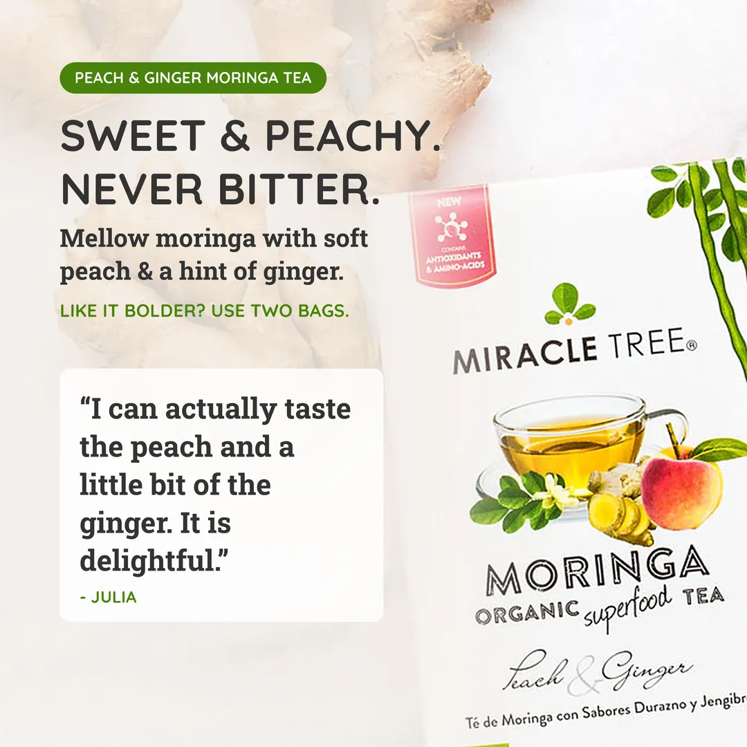 Organic Moringa Tea: Peach & Ginger