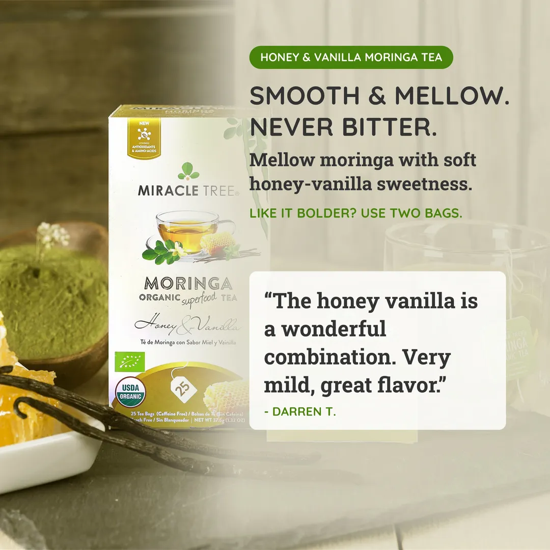 Organic Moringa Tea: Honey & Vanilla